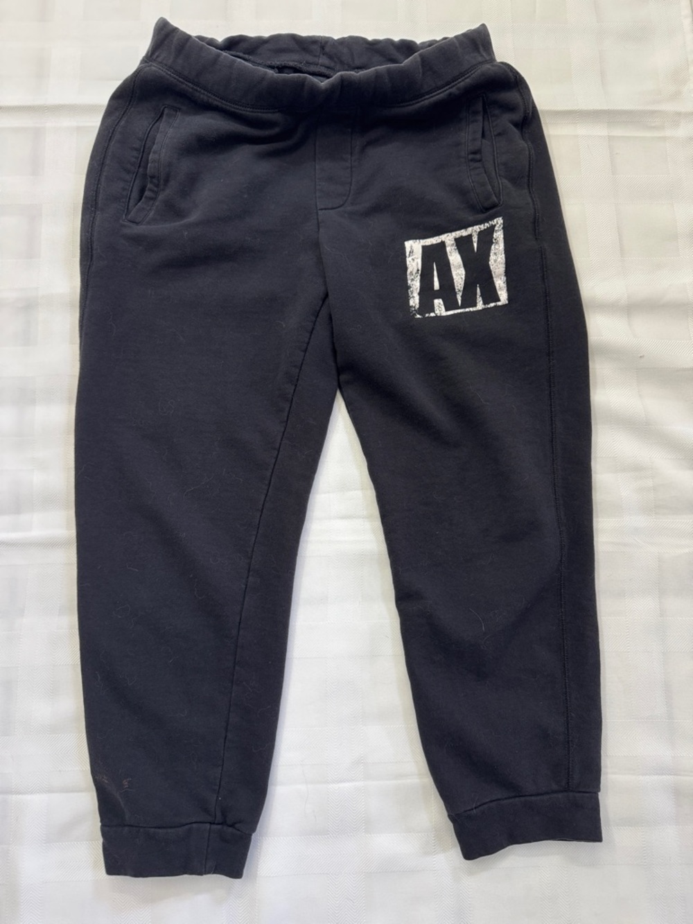 Armani Exchange Black Joggers with Distressed AX Logo